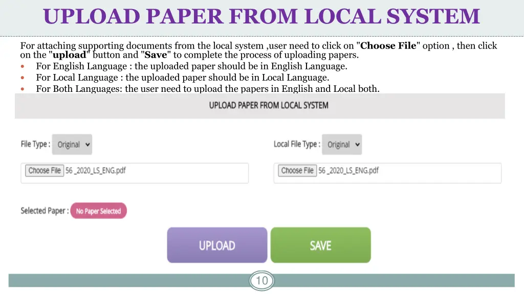 upload paper from local system