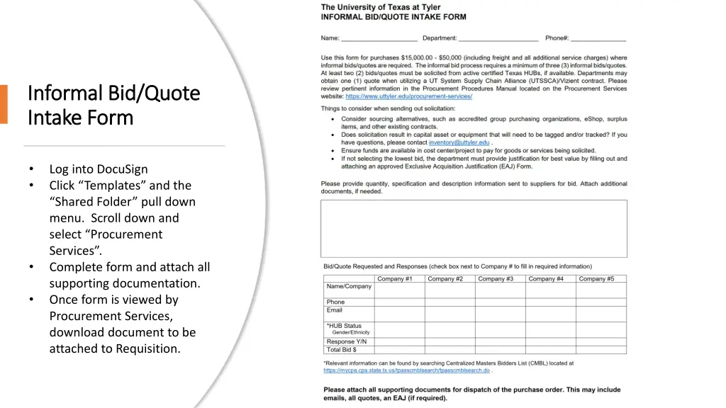 informal bid quote informal bid quote intake form