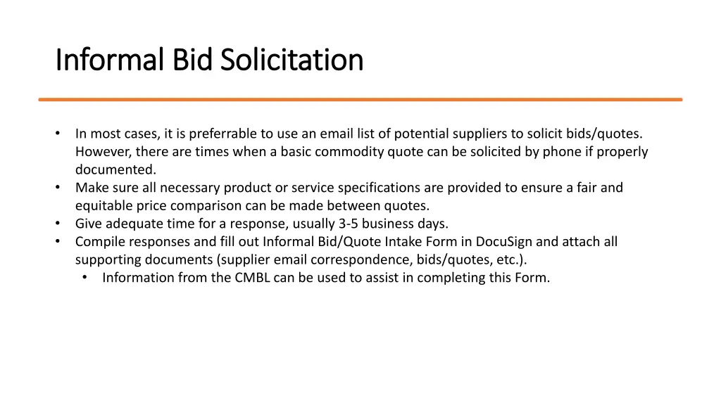 informal bid solicitation informal