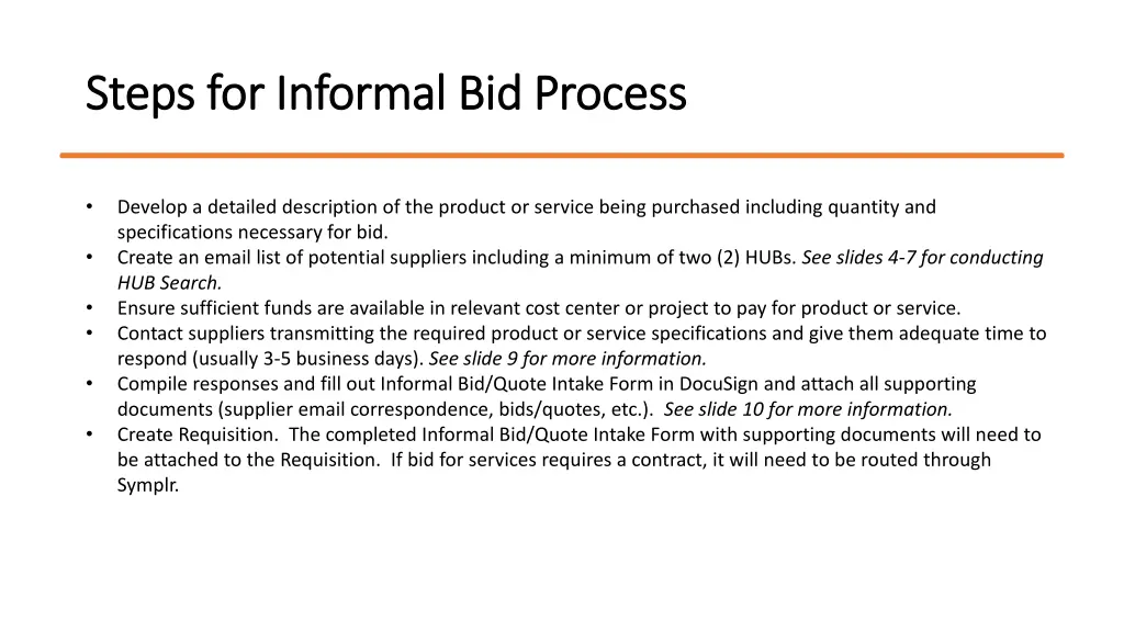 steps for informal bid process steps for informal