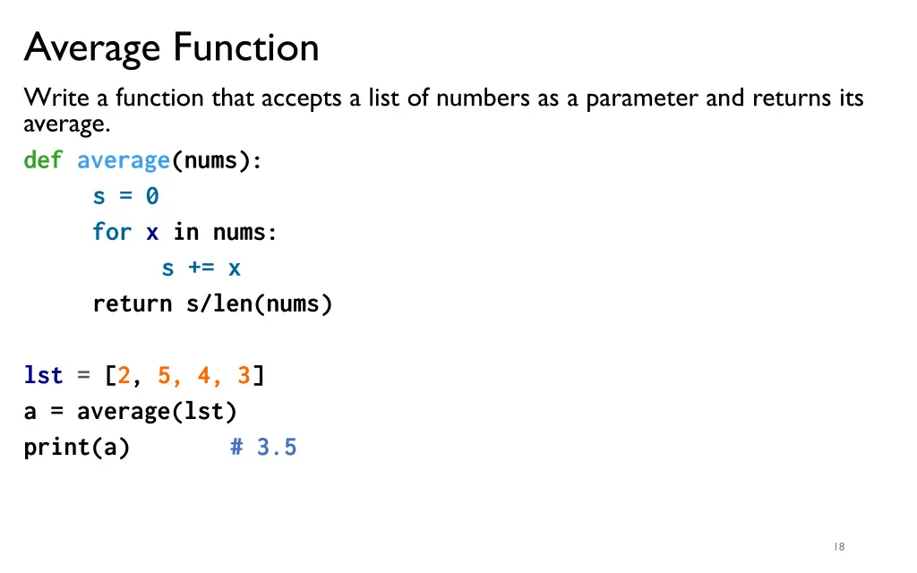 average function write a function that accepts