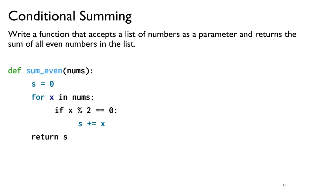 conditional summing