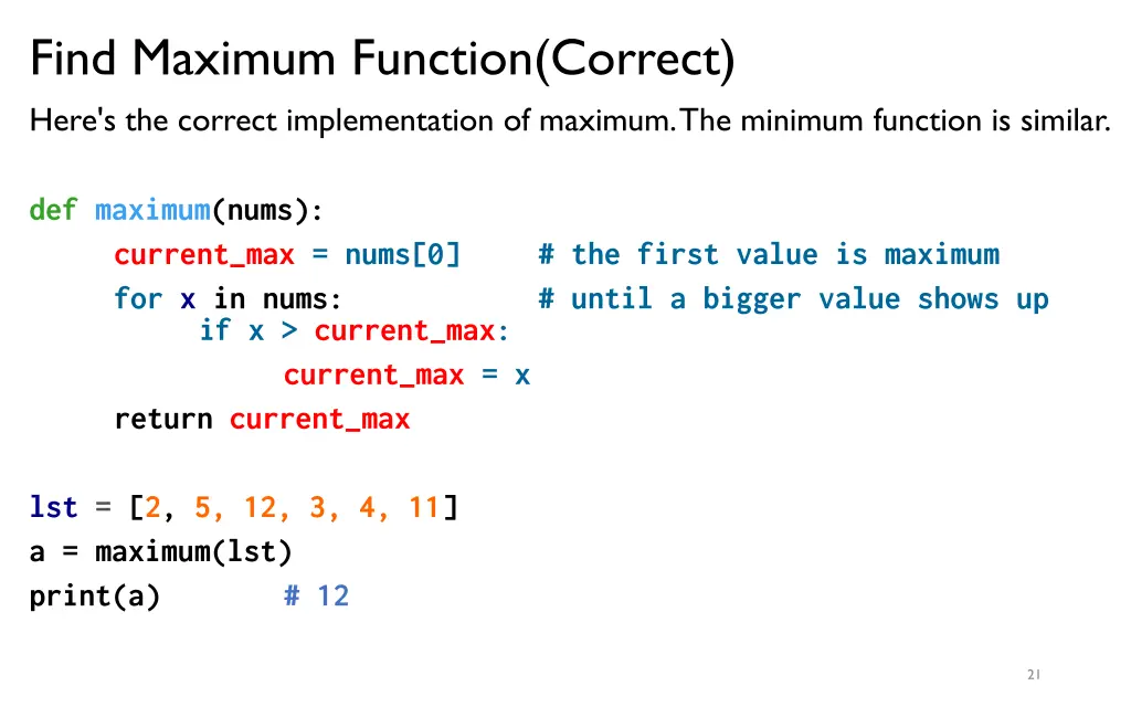 find maximum function correct here s the correct