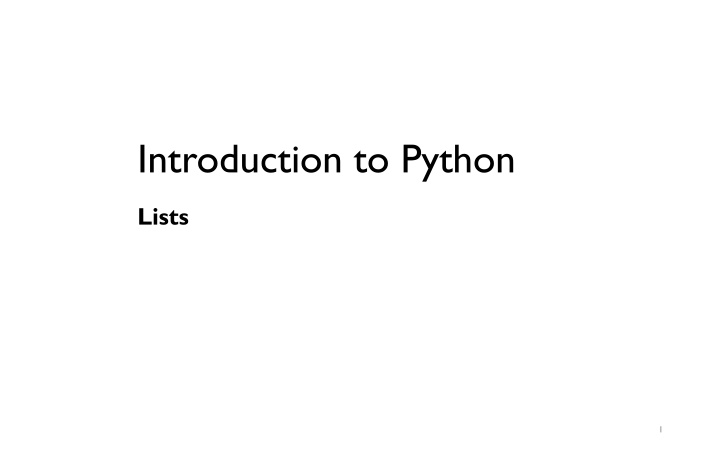 introduction to python