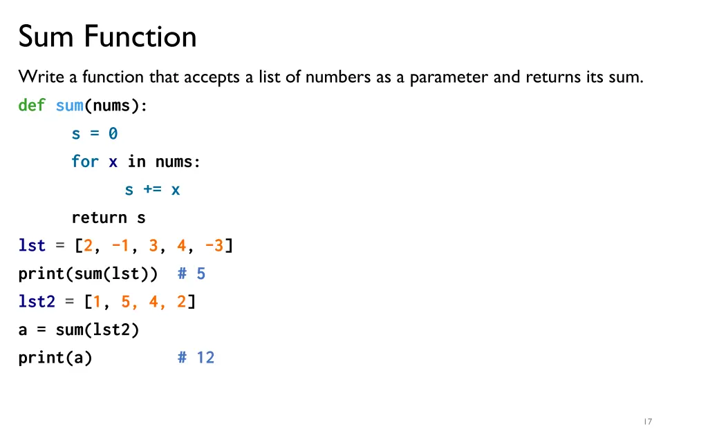 sum function