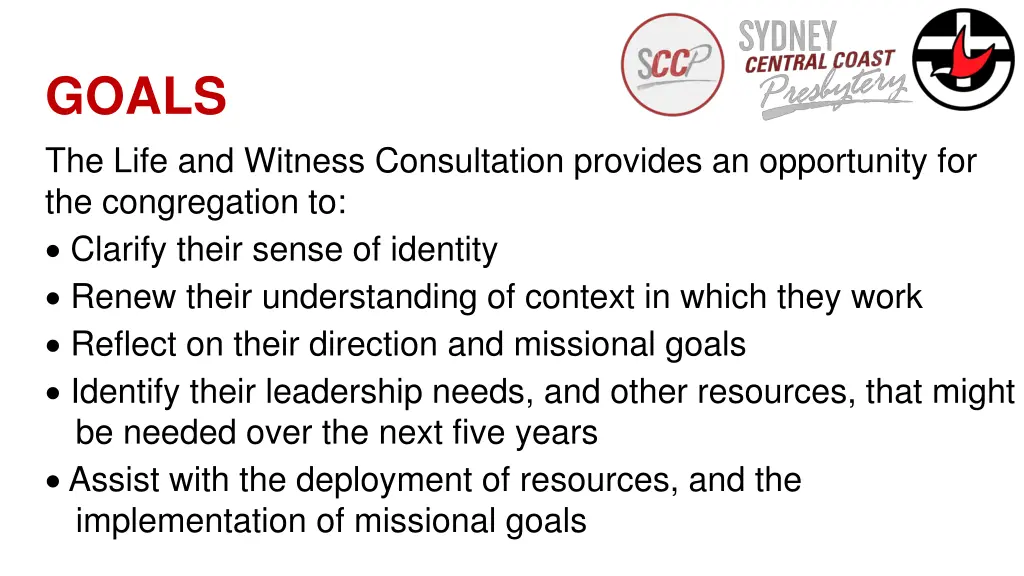 goals the life and witness consultation provides