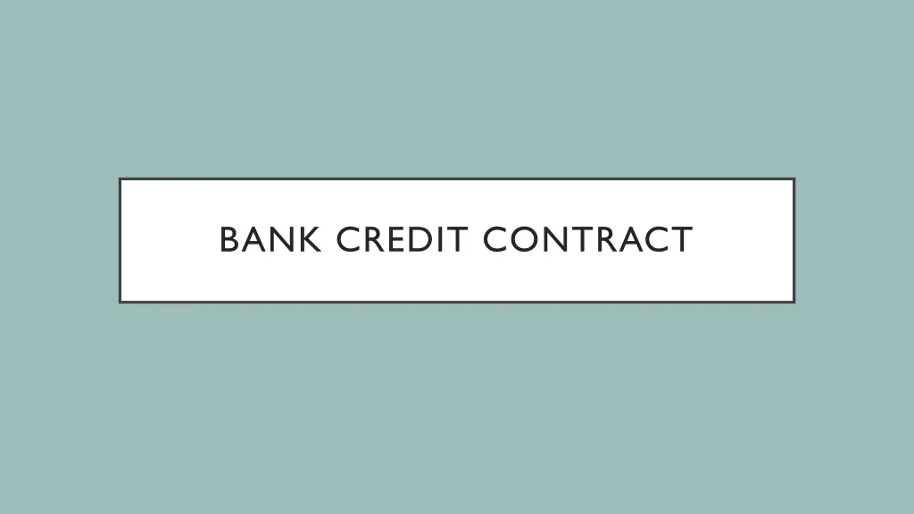 bank credit contract