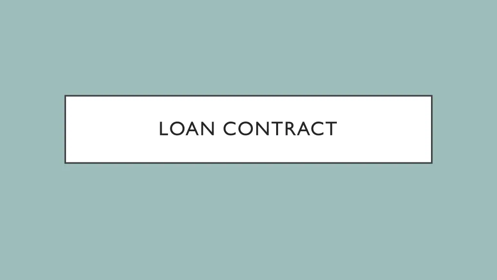 loan contract