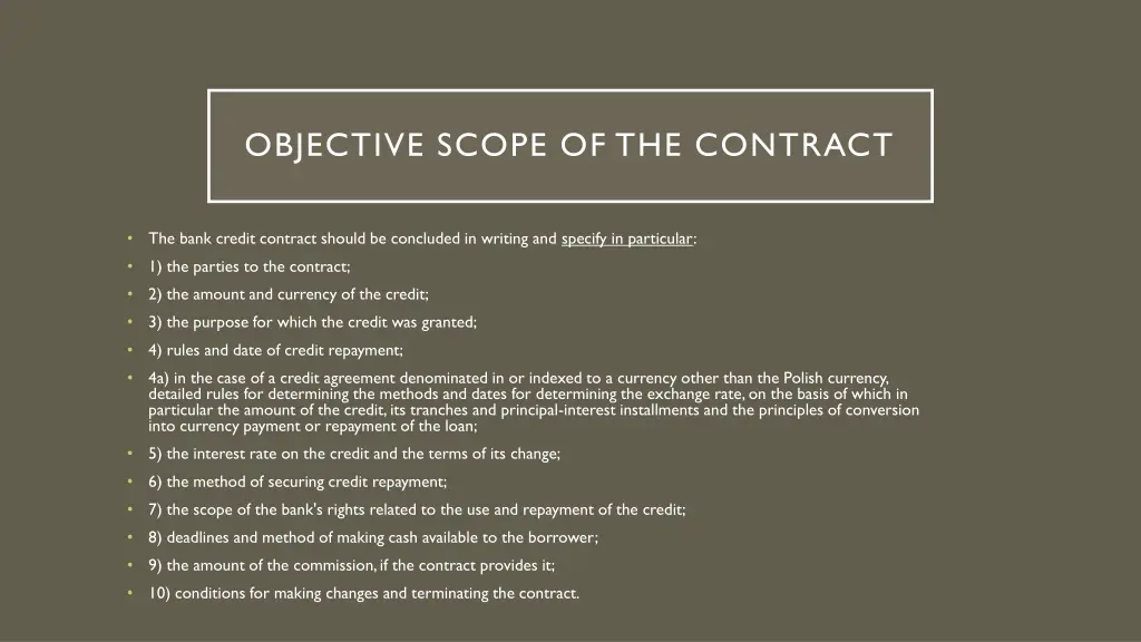 objective scope of the contract