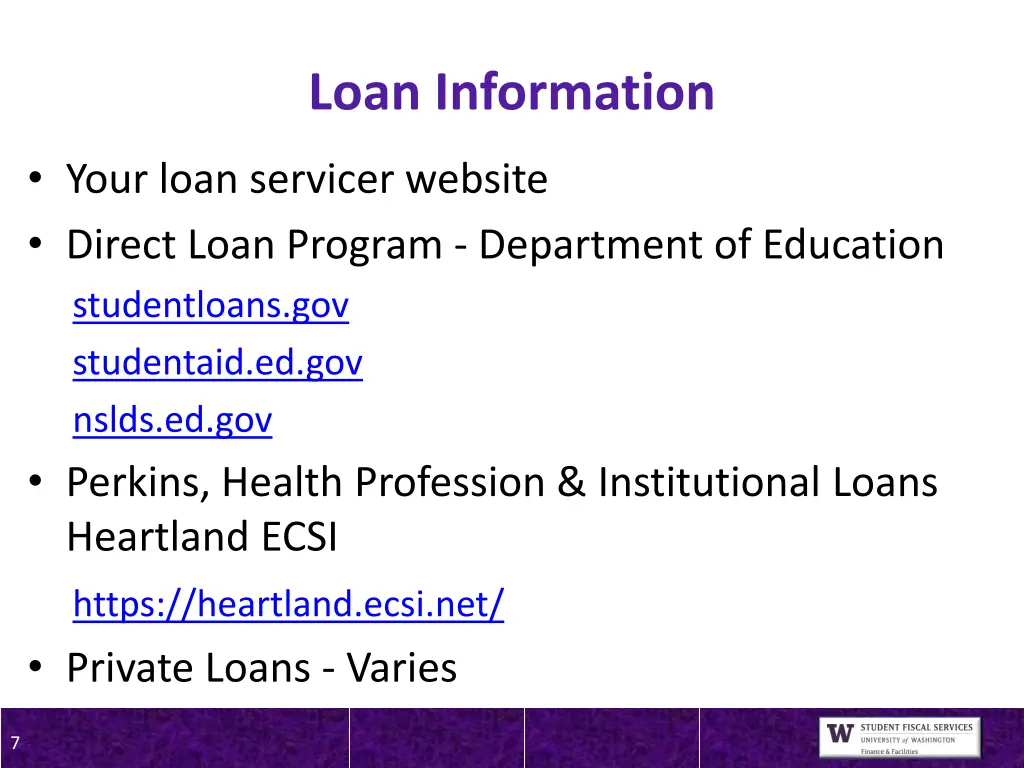 loan information