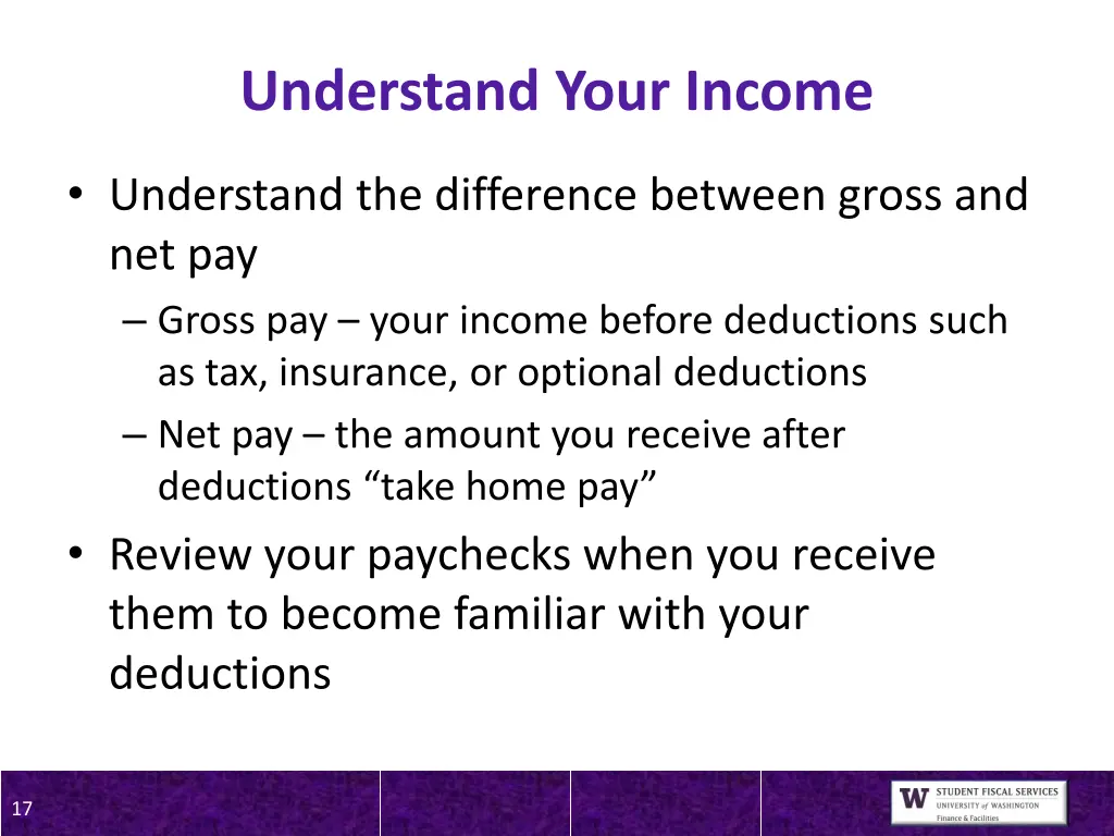 understand your income