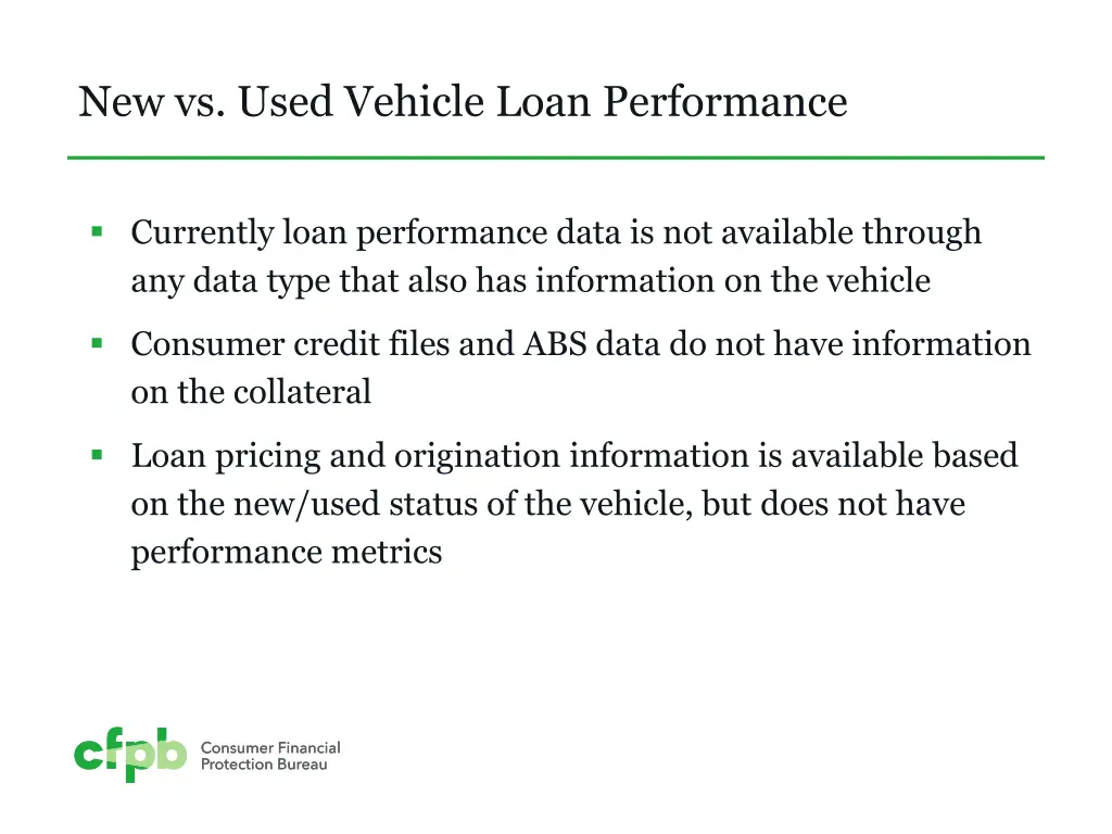 new vs used vehicle loan performance