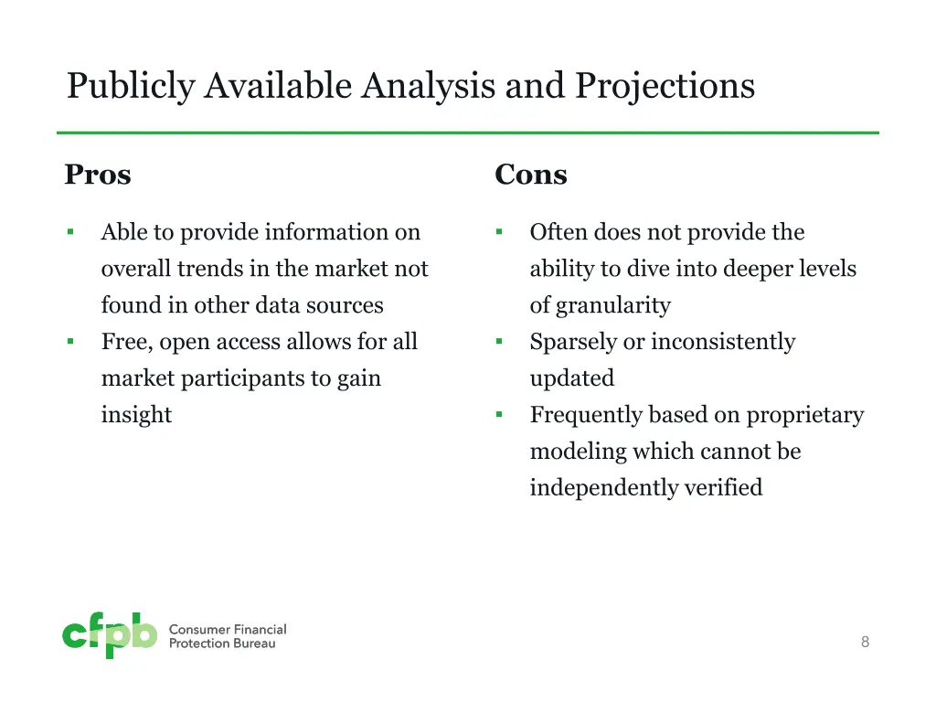 publicly available analysis and projections