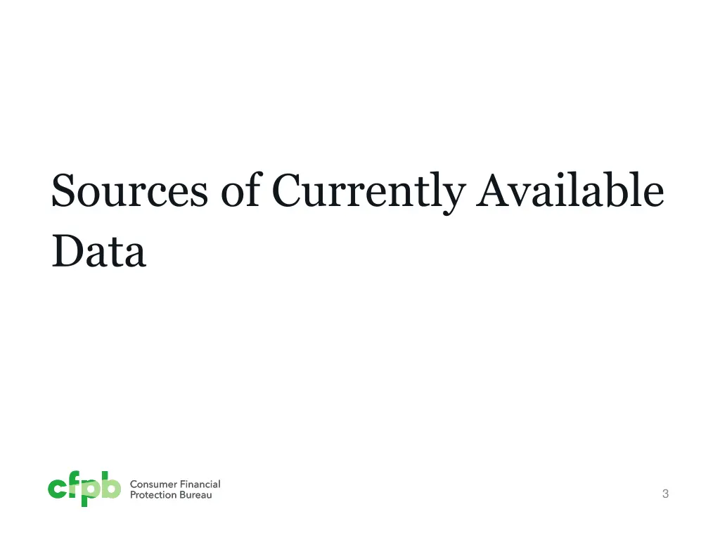 sources of currently available data