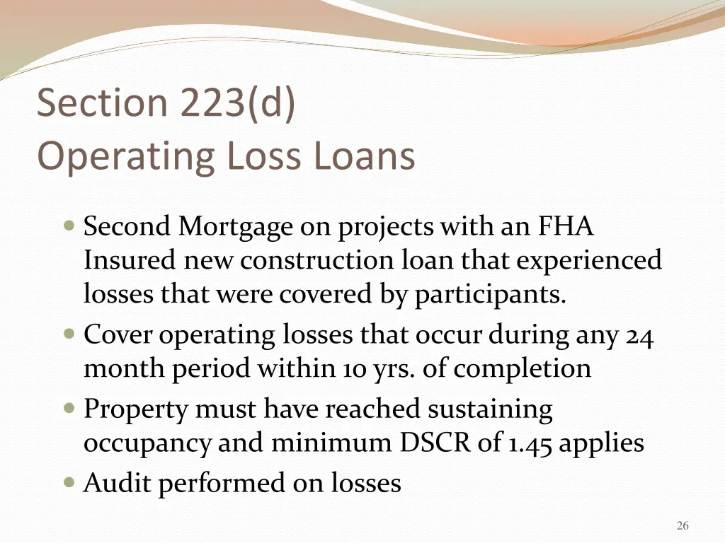 section 223 d operating loss loans