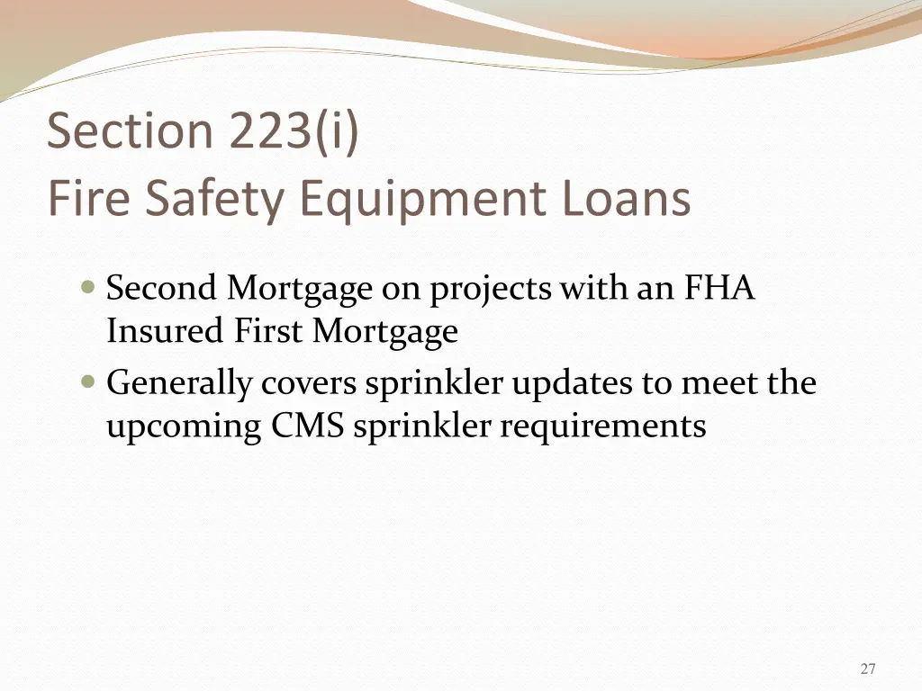 section 223 i fire safety equipment loans