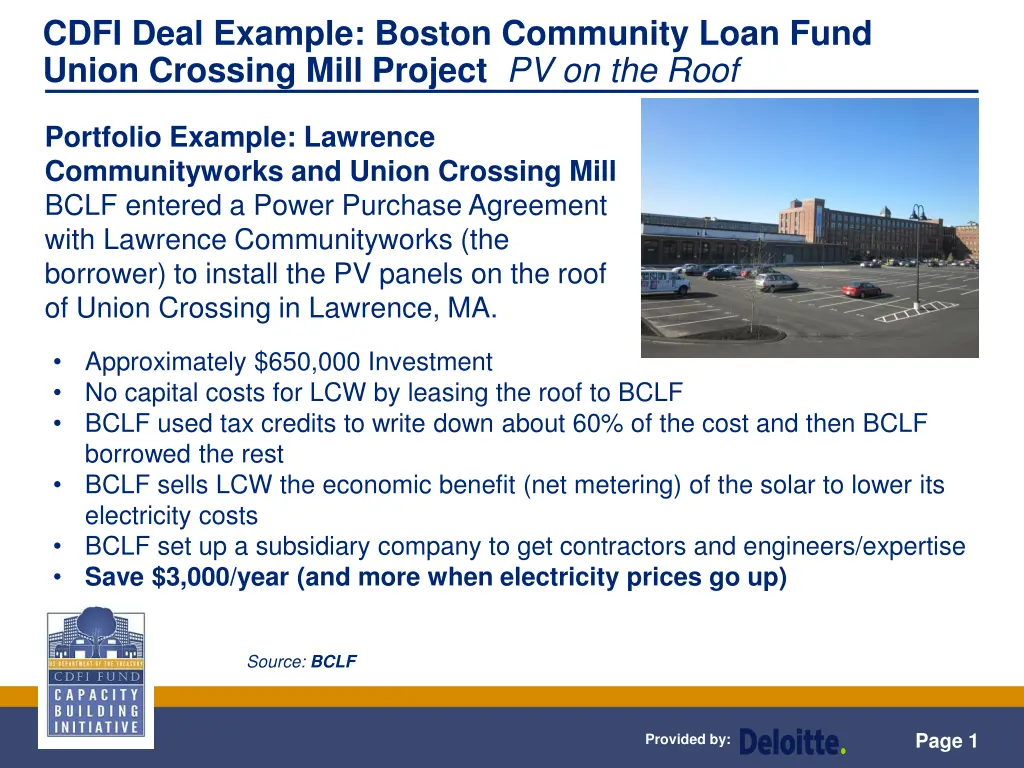 cdfi deal example boston community loan fund