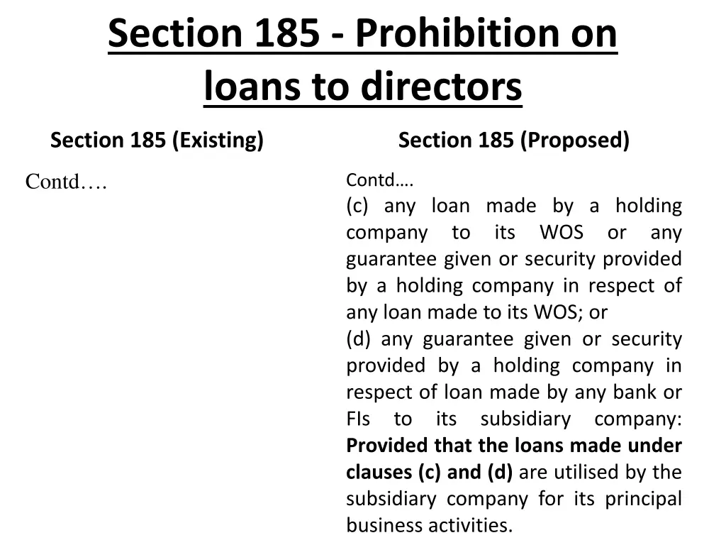 section 185 prohibition on loans to directors 17