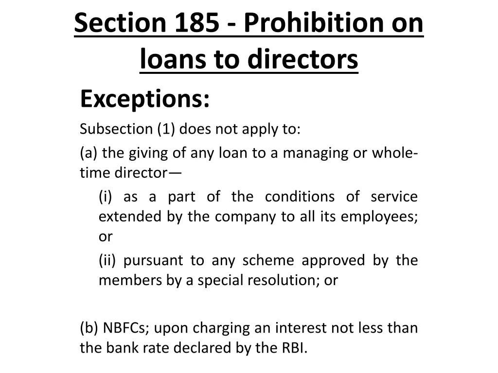 section 185 prohibition on loans to directors 4