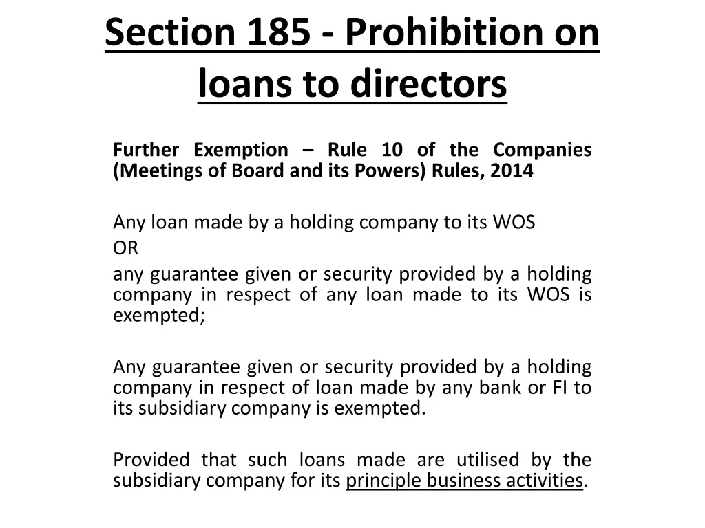 section 185 prohibition on loans to directors 5