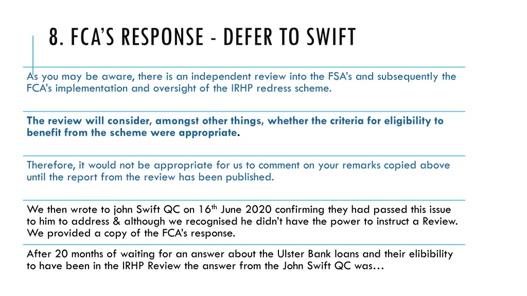 8 fca s response defer to swift