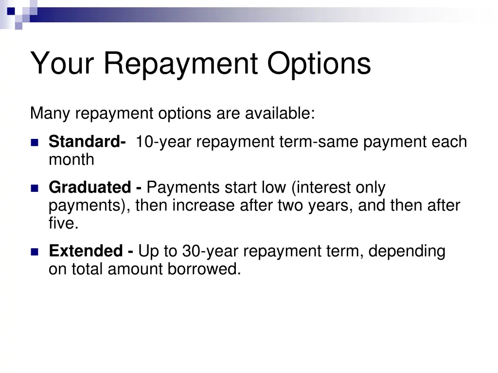 your repayment options