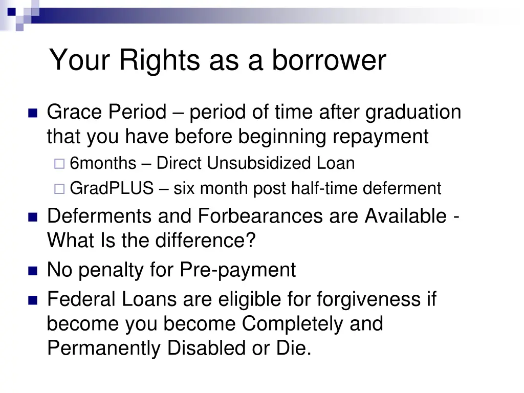 your rights as a borrower