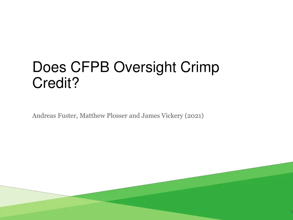 does cfpb oversight crimp credit