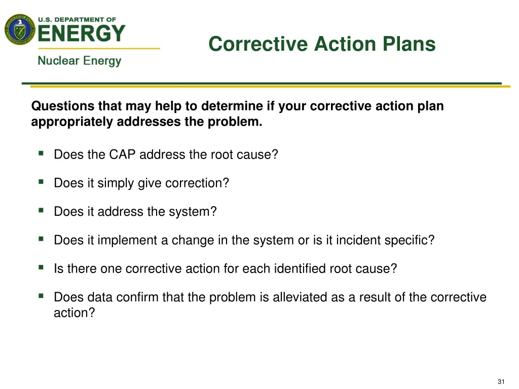 corrective action plans