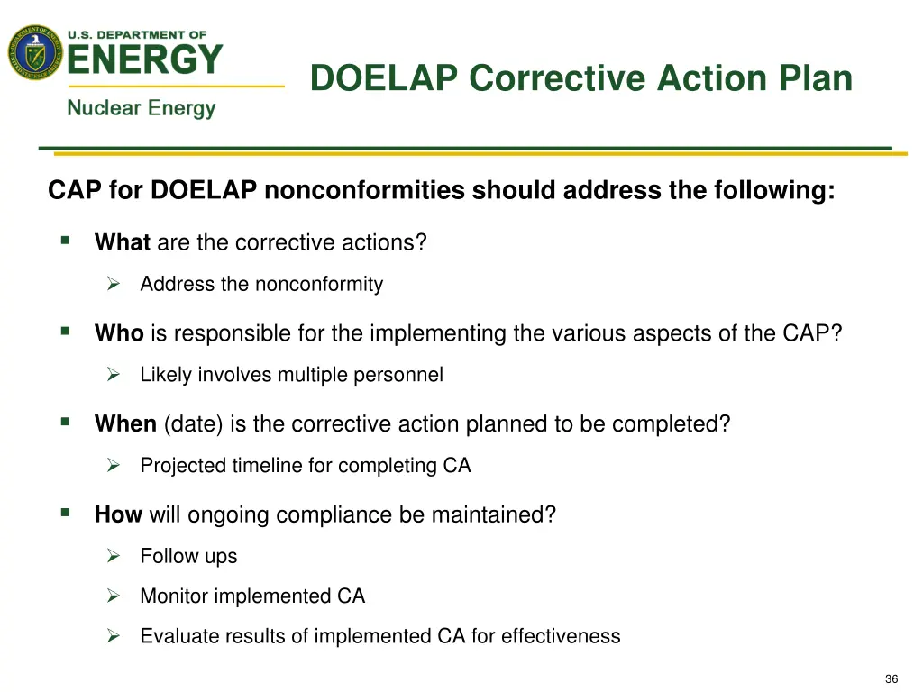 doelap corrective action plan