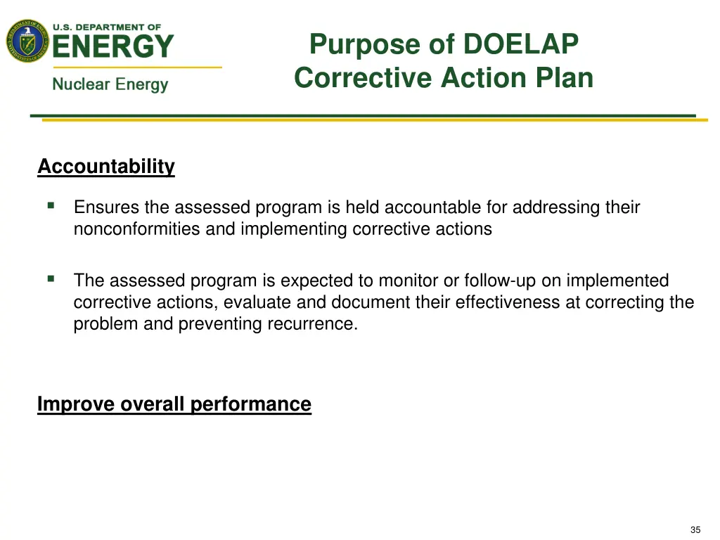 purpose of doelap corrective action plan