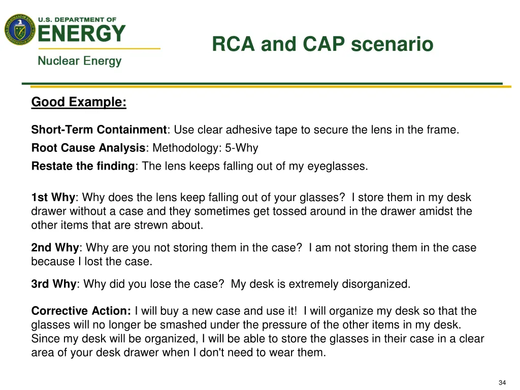 rca and cap scenario 2