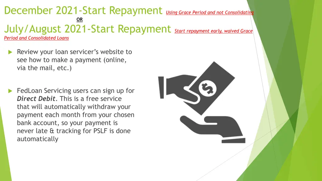 december 2021 start repayment using grace period