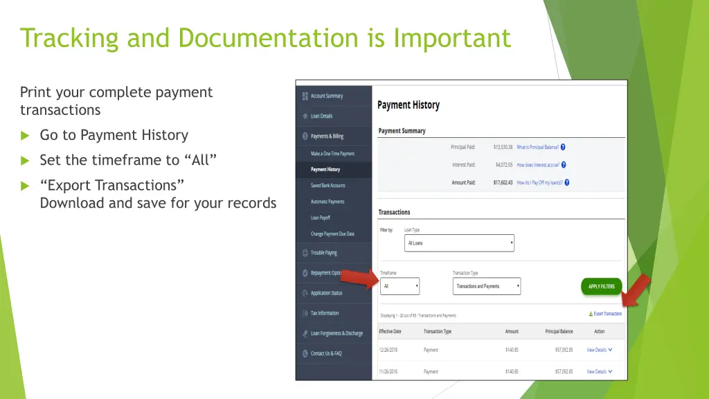 tracking and documentation is important