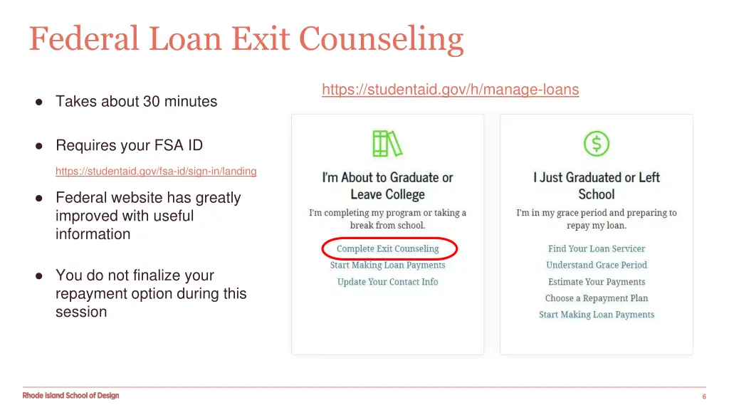 federal loan exit counseling