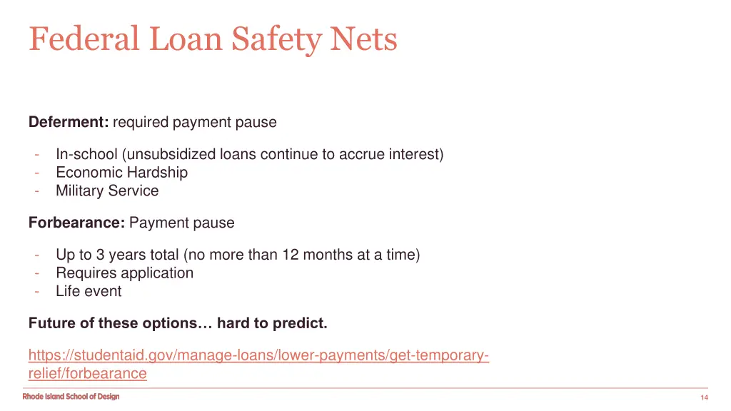 federal loan safety nets