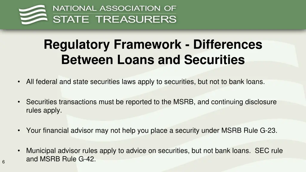 regulatory framework differences between loans