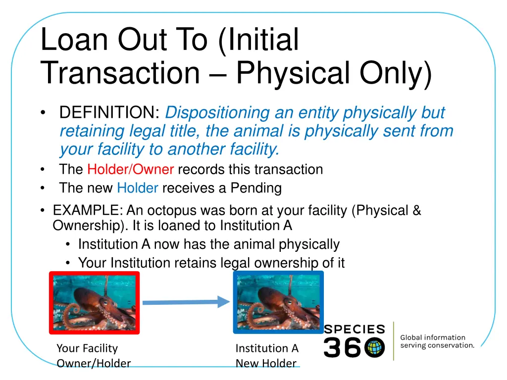 loan out to initial transaction physical only