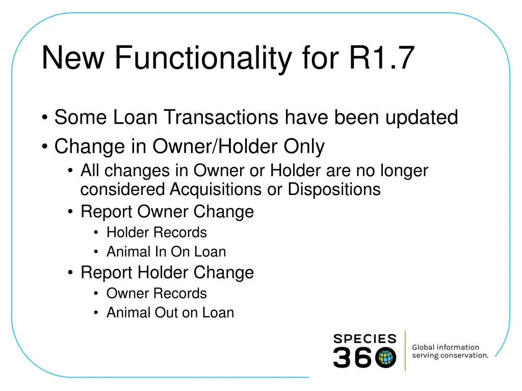 new functionality for r1 7