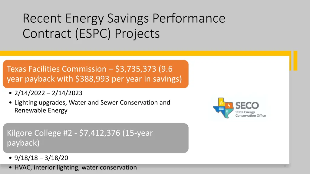 recent energy savings performance contract espc