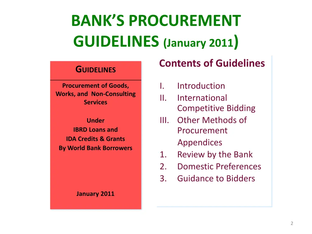 bank s procurement guidelines january 2011