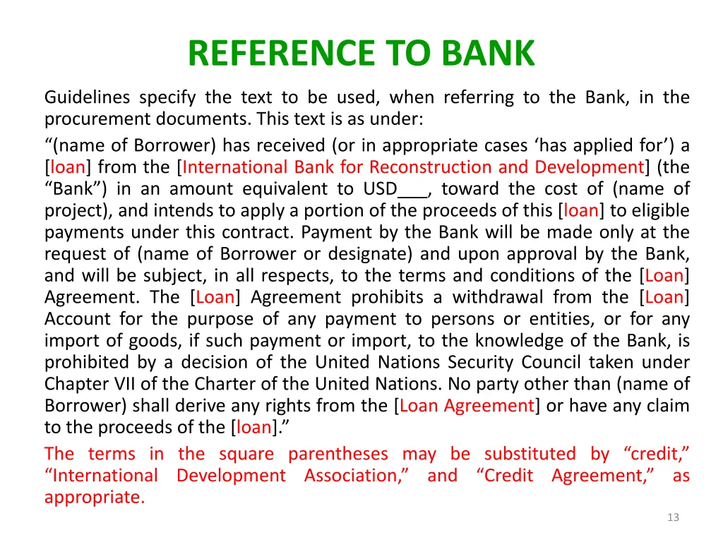 reference to bank