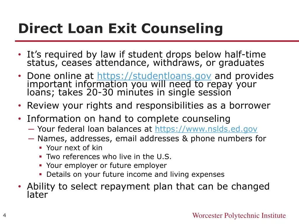 direct loan exit counseling