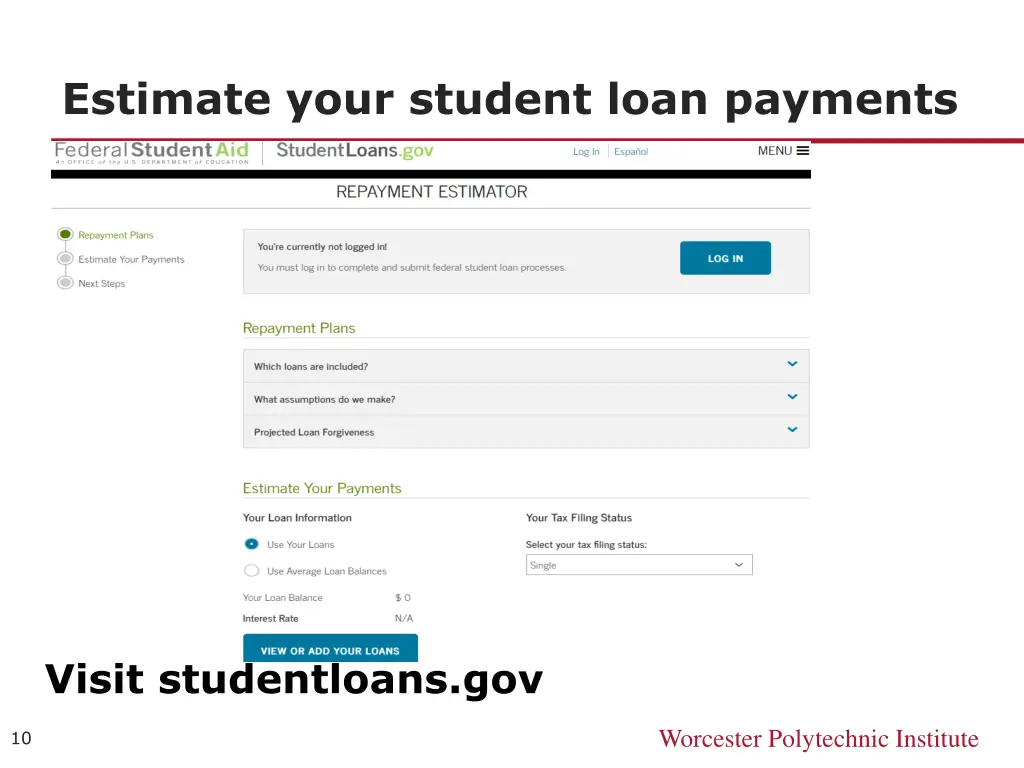 estimate your student loan payments