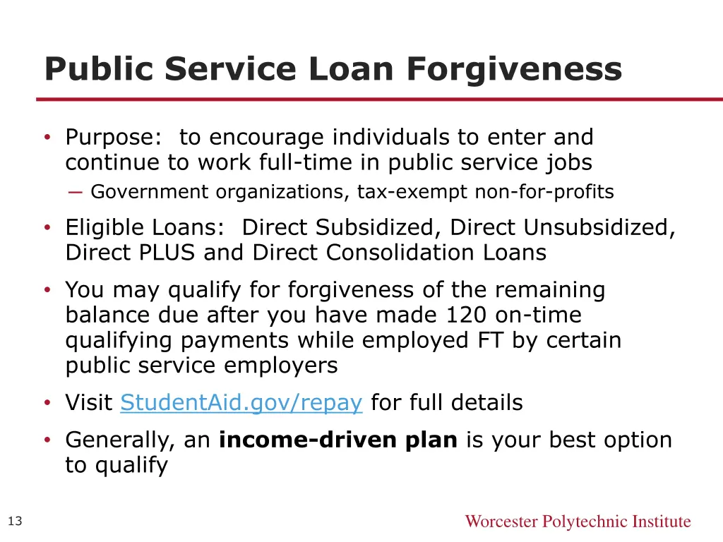 public service loan forgiveness