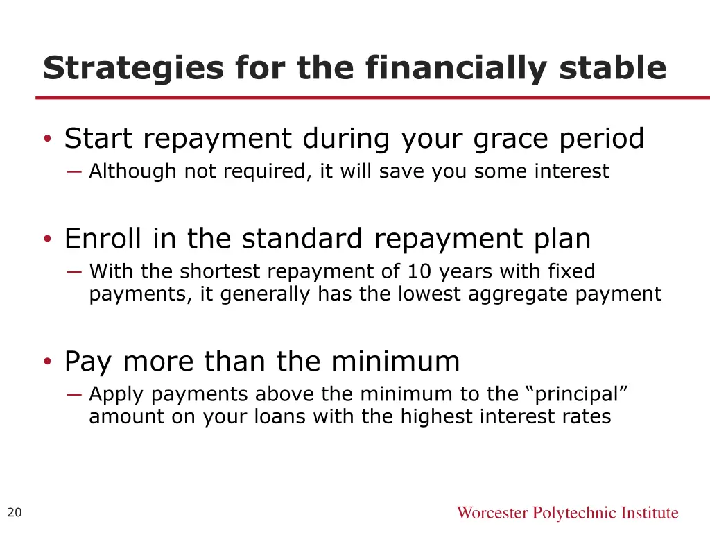 strategies for the financially stable