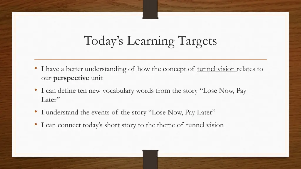 today s learning targets