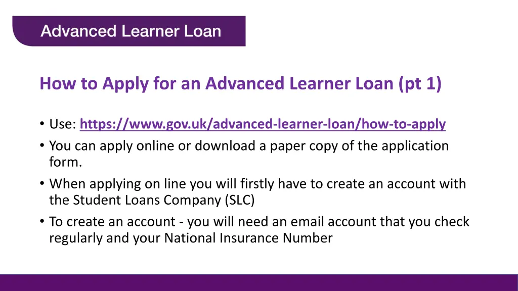 how to apply for an advanced learner loan pt 1