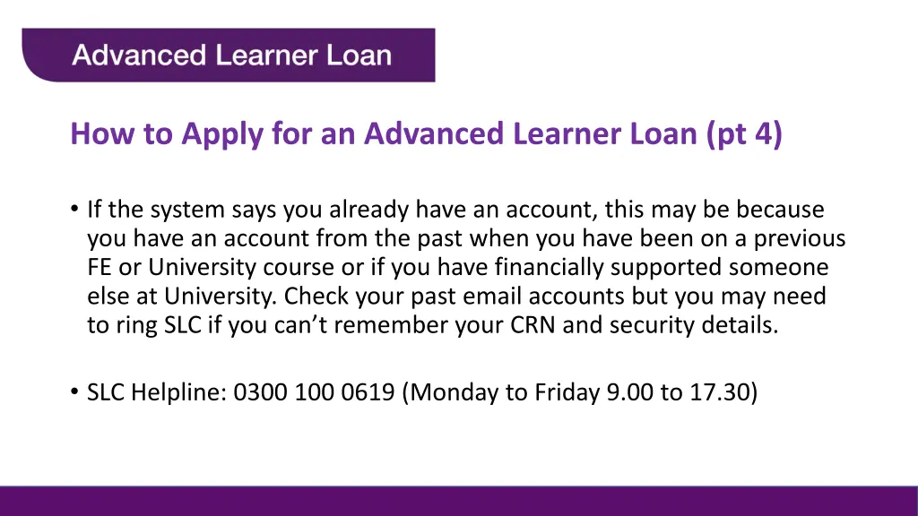 how to apply for an advanced learner loan pt 4