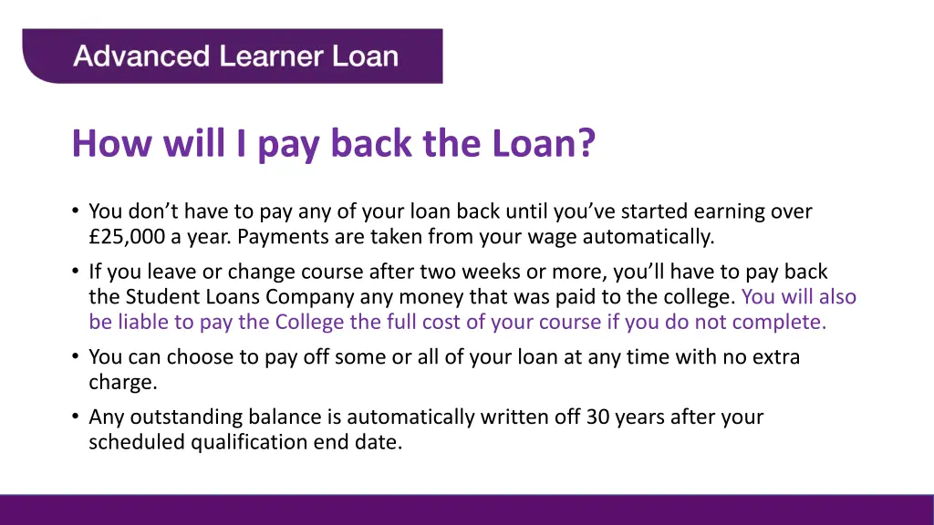 how will i pay back the loan